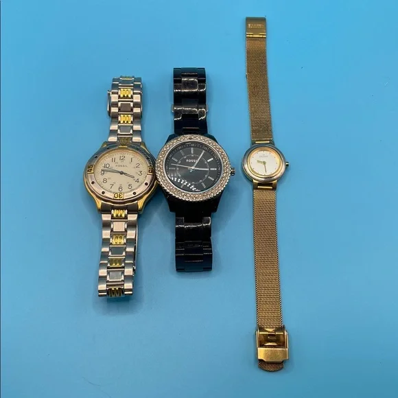 Lot of 3 Vintage Fossil & Skagen Watches – Non Working AS-IS ⌚️⏱️ - Picture 1 of 10